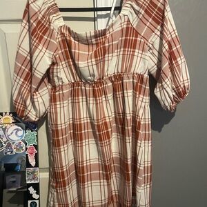 Plaid mini babydoll dress